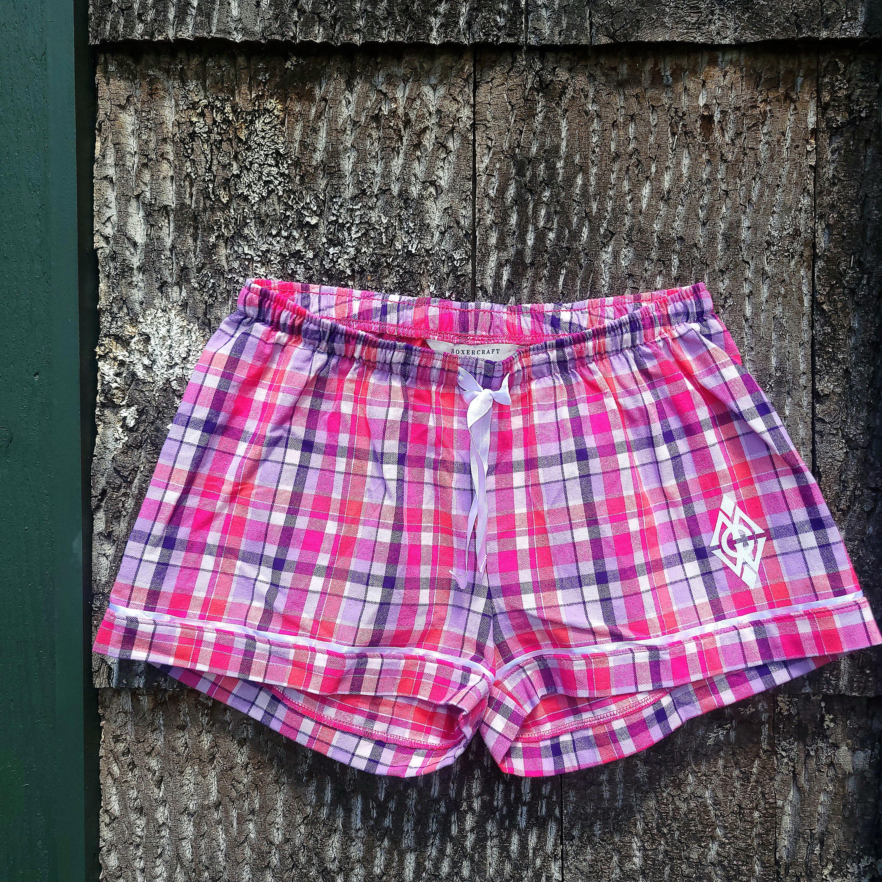 Purple and Pink Plaid Boxer Shorts
